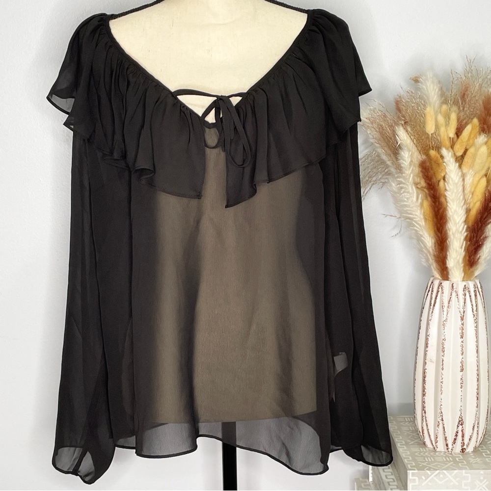 NWT Eloquii Black Sheer Blouse - Size 24 - Picture 1 of 5